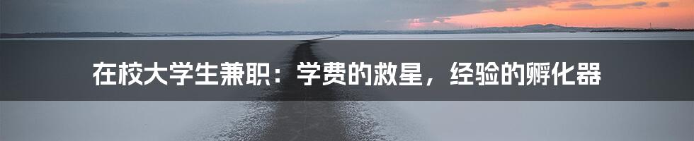 在校大学生兼职:学费的救星,经验的孵化器