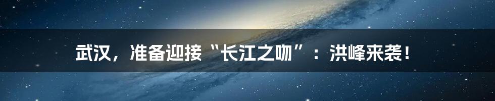 武汉,准备迎接“长江之吻”:洪峰来袭!