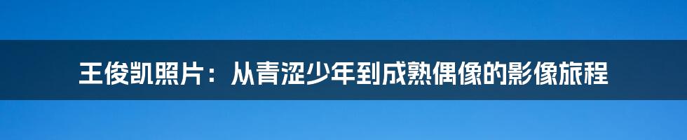 王俊凯照片:从青涩少年到成熟偶像的影像旅程