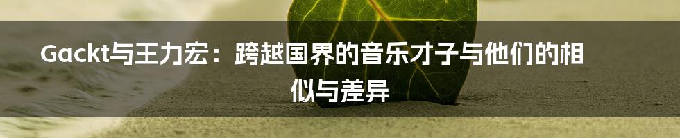 Gackt与王力宏：跨越国界的音乐才子与他们的相似与差异