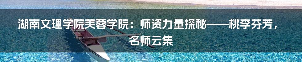 湖南文理学院芙蓉学院:师资力量探秘——桃李芬芳,名师云集