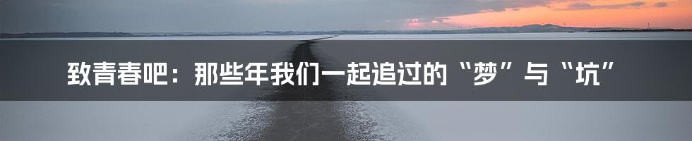 致青春吧:那些年我们一起追过的“梦”与“坑”