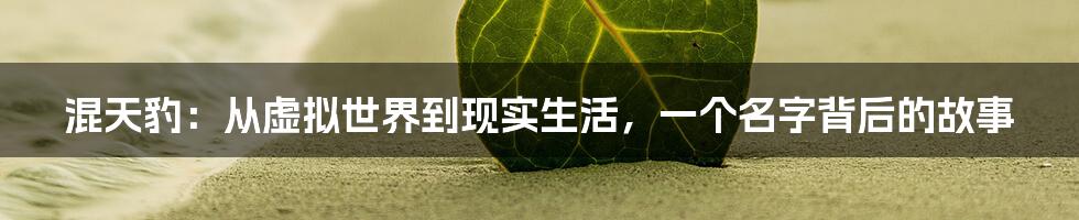 混天豹:从虚拟世界到现实生活,一个名字背后的故事