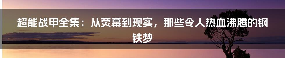 超能战甲全集：从荧幕到现实，那些令人热血沸腾的钢铁梦