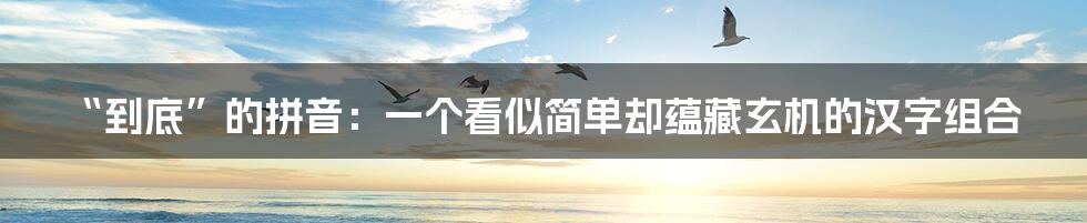 “到底”的拼音：一个看似简单却蕴藏玄机的汉字组合