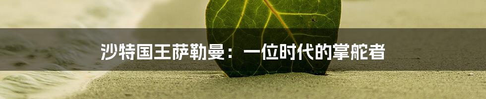 沙特国王萨勒曼:一位时代的掌舵者