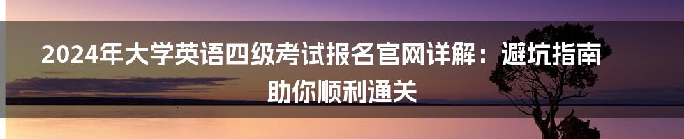 2024年大学英语四级考试报名官网详解：避坑指南助你顺利通关