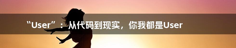 “User”：从代码到现实，你我都是User