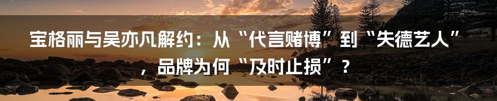 宝格丽与吴亦凡解约:从“代言赌博”到“失德艺人”,品牌为何“及时止损”?