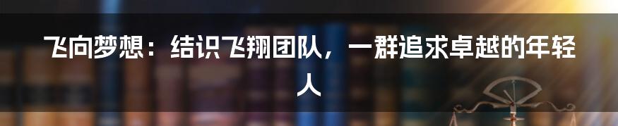 飞向梦想:结识飞翔团队,一群追求卓越的年轻人