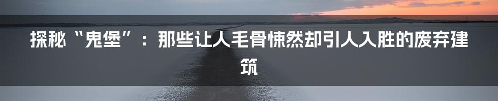 探秘“鬼堡”:那些让人毛骨悚然却引人入胜的废弃建筑