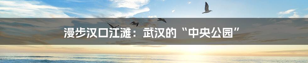 漫步汉口江滩:武汉的“中央公园”