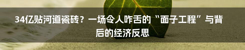 34亿贴河道瓷砖?一场令人咋舌的“面子工程”与背后的经济反思