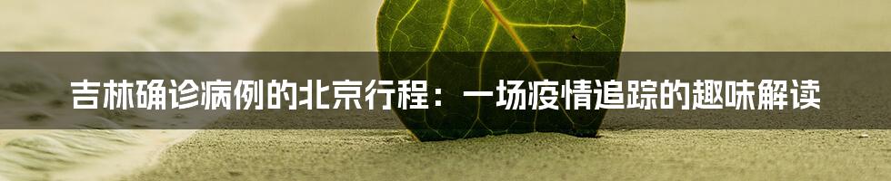 吉林确诊病例的北京行程:一场疫情追踪的趣味解读