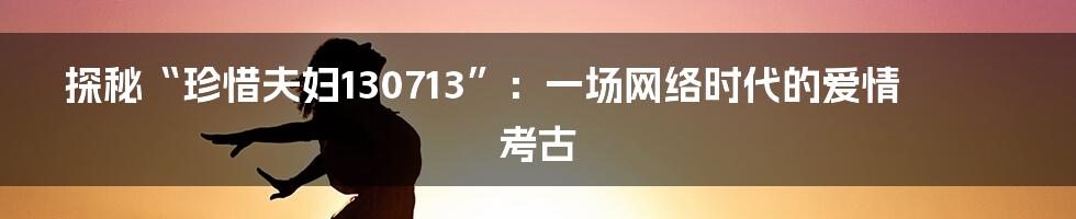 探秘“珍惜夫妇130713”:一场网络时代的爱情考古