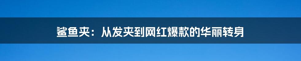 鲨鱼夹:从发夹到网红爆款的华丽转身