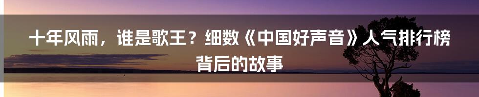 十年风雨,谁是歌王?细数《中国好声音》人气排行榜背后的故事