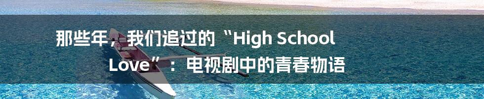 那些年,我们追过的“High School Love”:电视剧中的青春物语