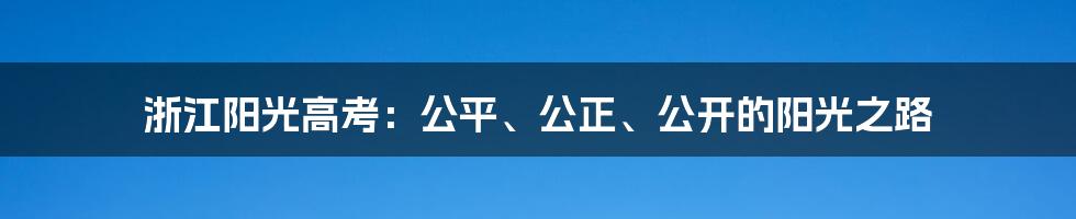 浙江阳光高考:公平、公正、公开的阳光之路