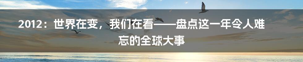 2012:世界在变,我们在看——盘点这一年令人难忘的全球大事