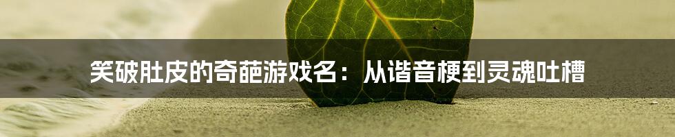 笑破肚皮的奇葩游戏名:从谐音梗到灵魂吐槽