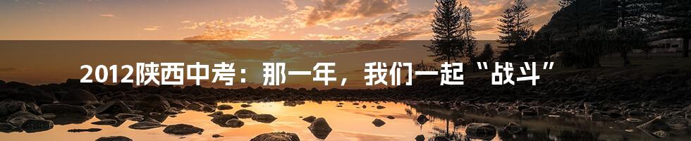 2012陕西中考:那一年,我们一起“战斗”