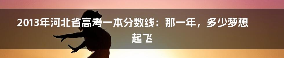 2013年河北省高考一本分数线：那一年，多少梦想起飞