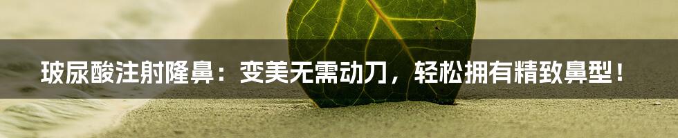 玻尿酸注射隆鼻:变美无需动刀,轻松拥有精致鼻型!