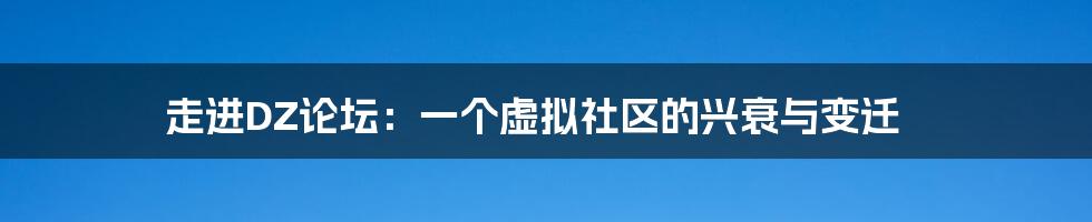 走进DZ论坛:一个虚拟社区的兴衰与变迁