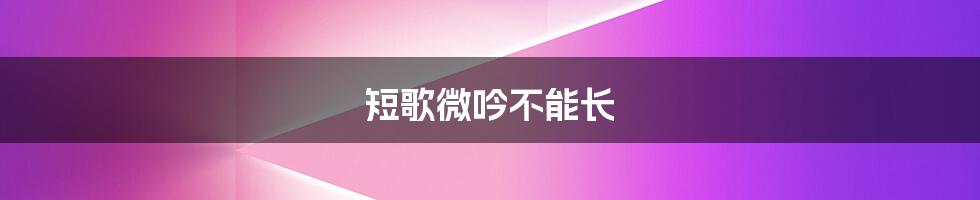 短歌微吟不能长