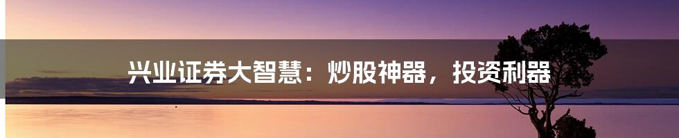 兴业证券大智慧:炒股神器,投资利器