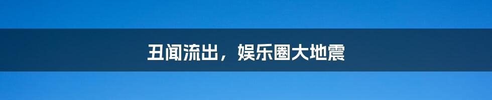 丑闻流出,娱乐圈大地震