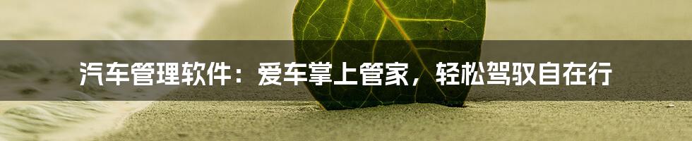 汽车管理软件:爱车掌上管家,轻松驾驭自在行