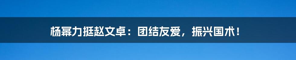 杨幂力挺赵文卓:团结友爱,振兴国术!