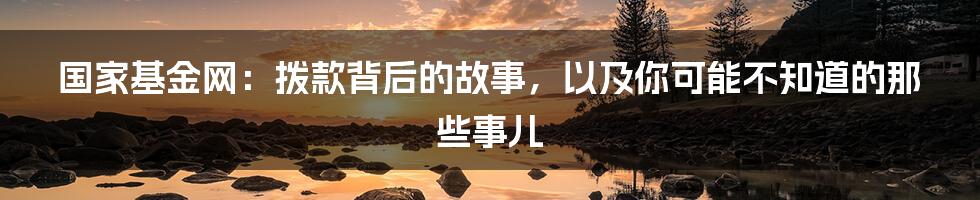 国家基金网:拨款背后的故事,以及你可能不知道的那些事儿
