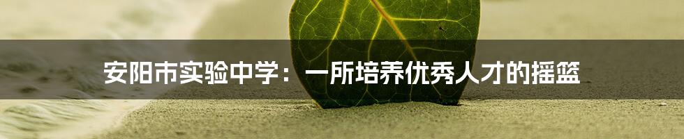 安阳市实验中学：一所培养优秀人才的摇篮