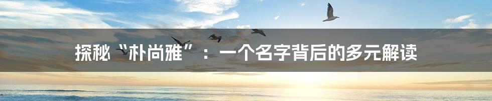 探秘“朴尚雅”:一个名字背后的多元解读