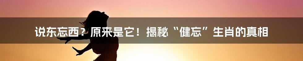 说东忘西?原来是它!揭秘“健忘”生肖的真相