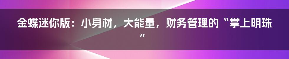 金蝶迷你版:小身材,大能量,财务管理的“掌上明珠”