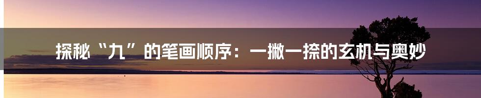 探秘“九”的笔画顺序:一撇一捺的玄机与奥妙