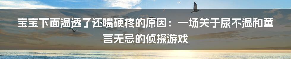 宝宝下面湿透了还嘴硬疼的原因:一场关于尿不湿和童言无忌的侦探游戏