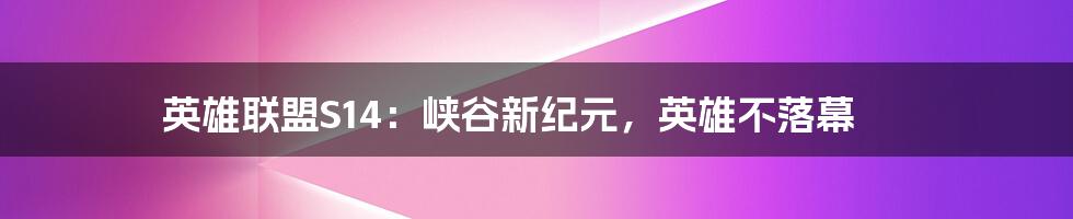 英雄联盟S14:峡谷新纪元,英雄不落幕