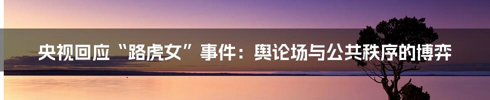 央视回应“路虎女”事件：舆论场与公共秩序的博弈