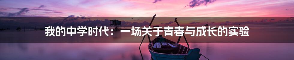 我的中学时代:一场关于青春与成长的实验