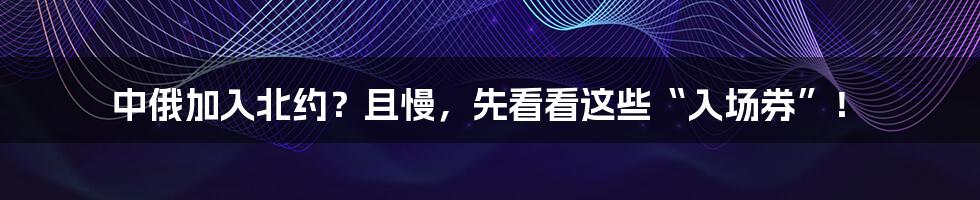 中俄加入北约?且慢,先看看这些“入场券”!