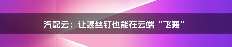 汽配云:让螺丝钉也能在云端“飞舞”