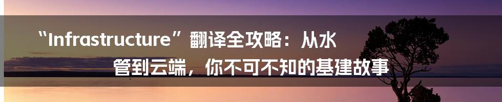 “Infrastructure”翻译全攻略:从水管到云端,你不可不知的基建故事