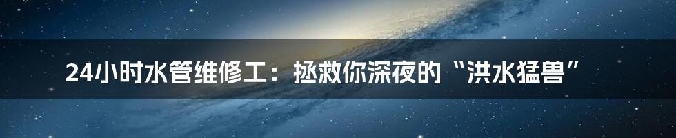 24小时水管维修工:拯救你深夜的“洪水猛兽”