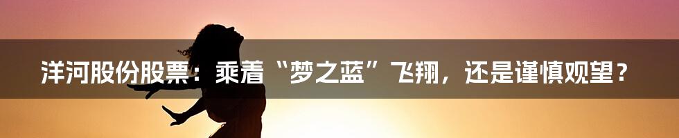 洋河股份股票:乘着“梦之蓝”飞翔,还是谨慎观望?