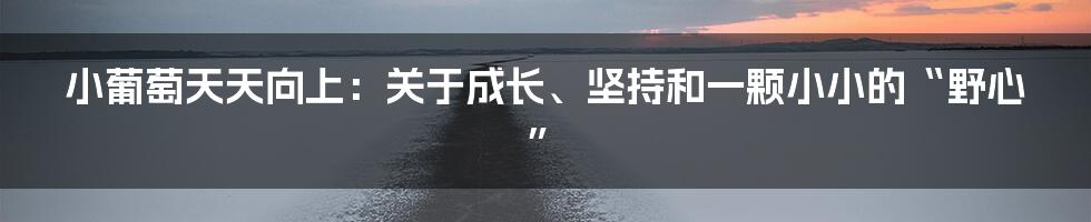 小葡萄天天向上：关于成长、坚持和一颗小小的“野心”